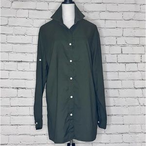 EUC Outdoorsy Button Down Long Sleeve w/Button Tabs Casual Tunic CoverUp SPF 40+